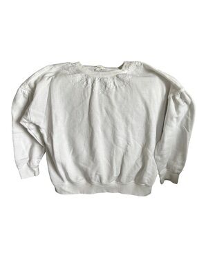White Embroidered Crewneck Sweatshirt